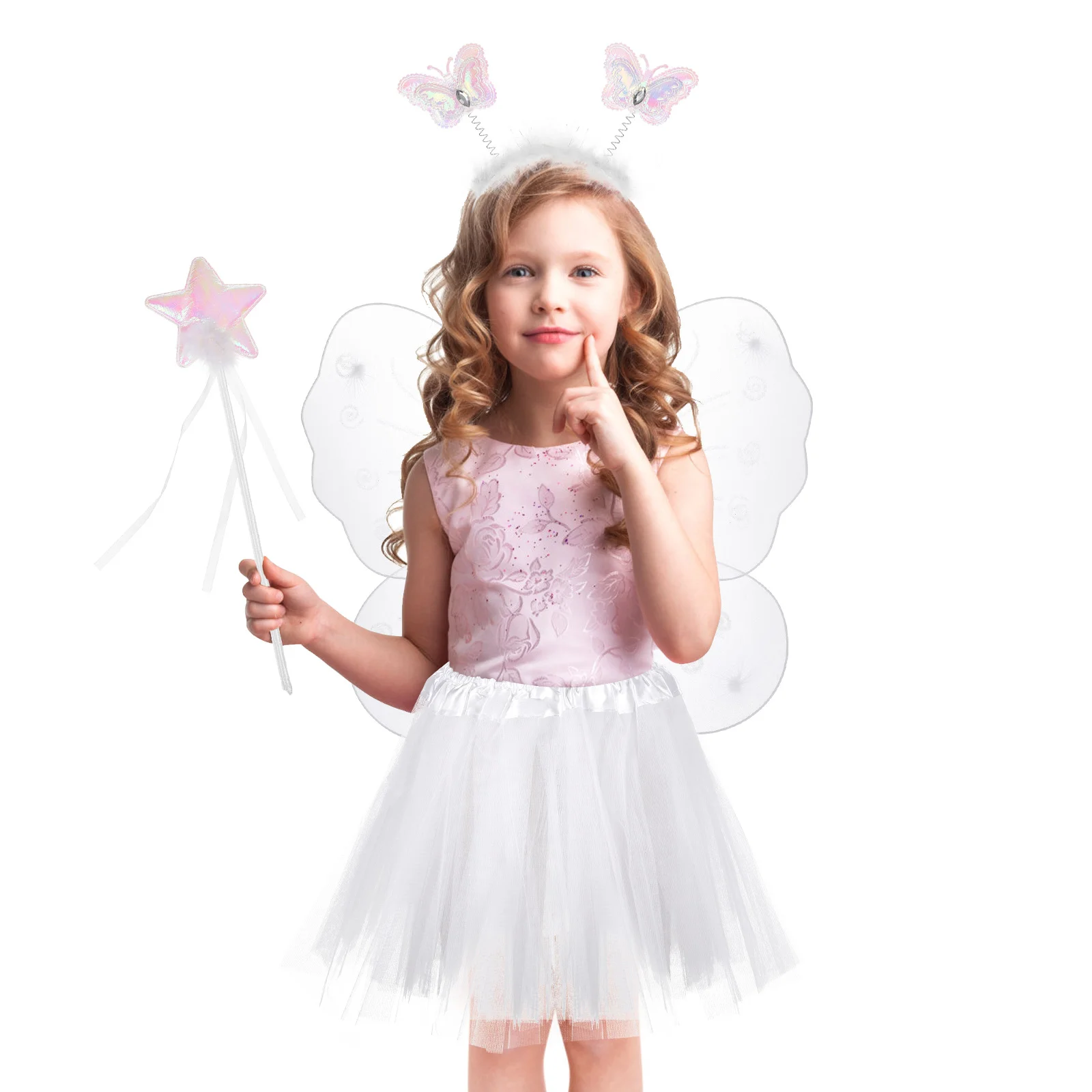 Princess Costume Butterfly Wings Four Piece Set Performance Dress Toddler Baby Girl Outfits