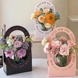 Hollow Folding Hand-held Flower Basket Simple Flower Packaging Box Paper Hand-carrying Flower Bag Holiday Floral Arrangement Box