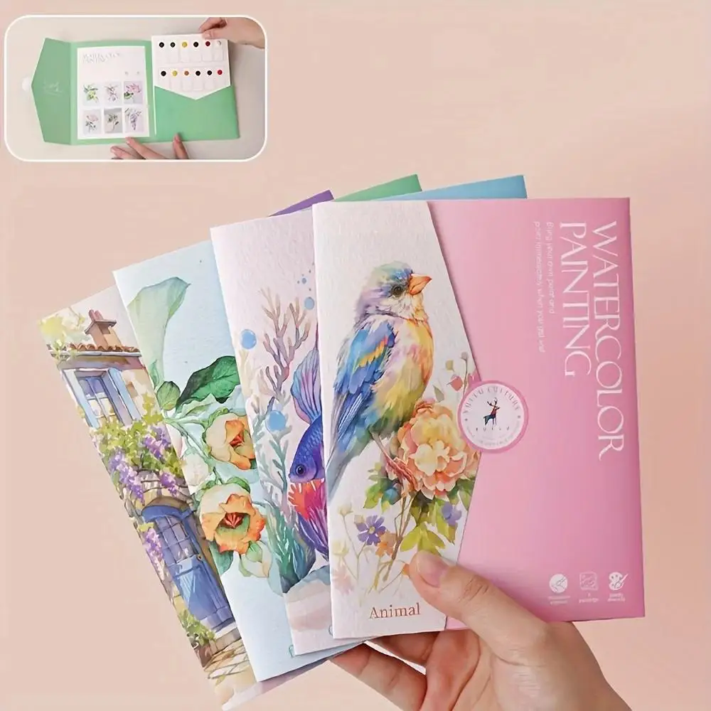 Creative Watercolor Painting Tools - Adult Coloring Book with Landscape and Floral Patterns