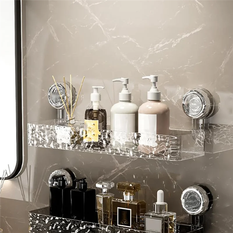 

Bathroom Suction Cup Storage Rack, Large Capacity, Drill-Free And Wall-Mounted For Shower-AC82