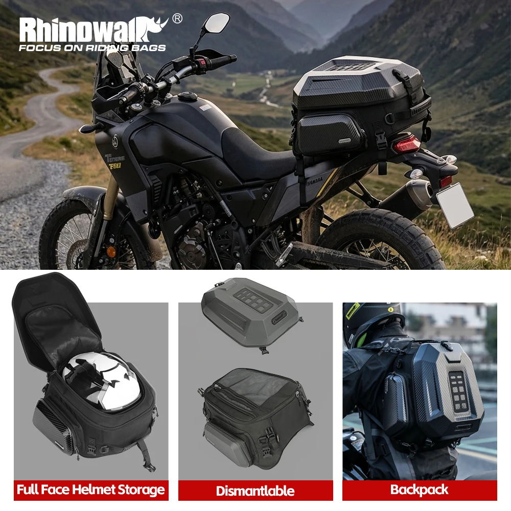 

Rhinowalk Motorcycle Tail Rear Seat Bag 23-35L Waterproof Expandable Luggage Storage Bag Backpack Helmet Bag Motor Accessories