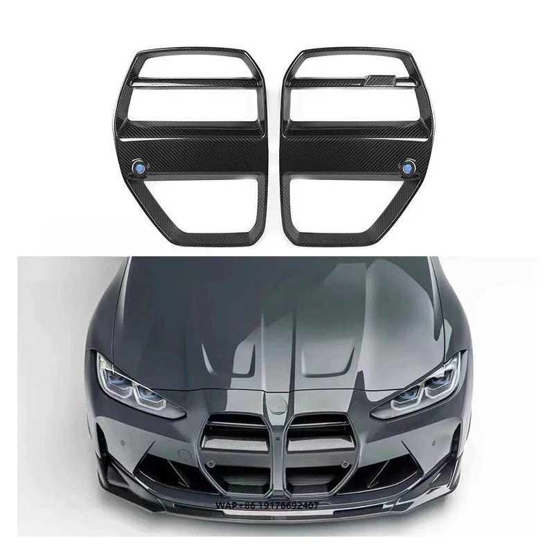 

New for M3 M4 G80 G82 Dry Carbon Grille V Model Premium Car Bumper with Exhaust Bolt-On Accessory