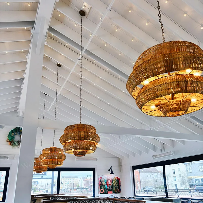 Antibes Grande Chandelier Wabi Sabi Rattan Woven Lantern Light For Living Room Restaurant Creative Ar Dining Room Decor Lamp