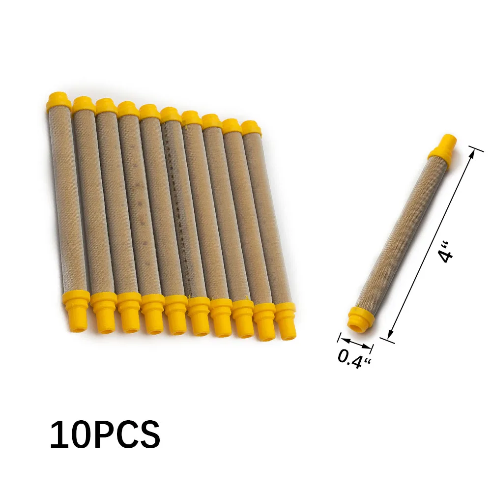 Tool Mesh Airless Spray Tool Filter Workshop 304 Stainless Steel Durability Easy To Install Yellow 10 Pcs 100 Mesh