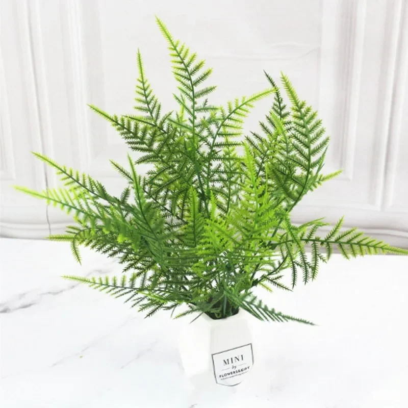 7 Fork Artificial Eucalyptus Grass Ferns Green Leaves Fake Flower Wedding Home Decoration