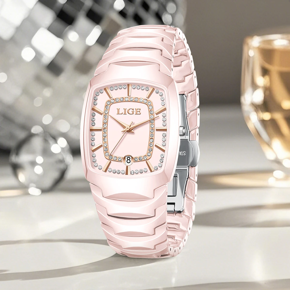 LIGE новые роскошные элегантные часы для женщин, водонепроницаемые кварцевые женские часы из нержавеющей стали, простые женские наручные часы высокого качества