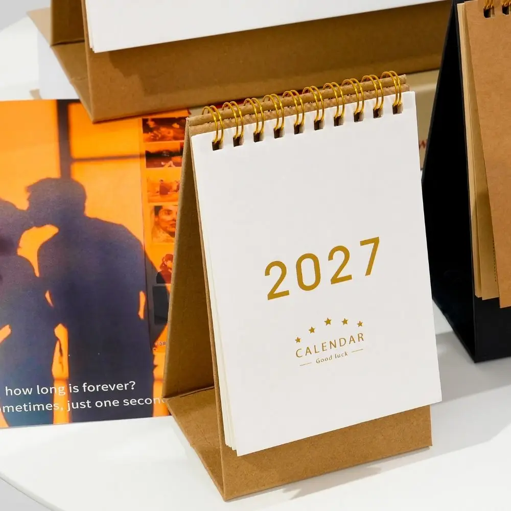 Creative Multi-function 2027 Desk Calendar Standing Monthly Layout Coil Calendar Planner Scheduler Home Office