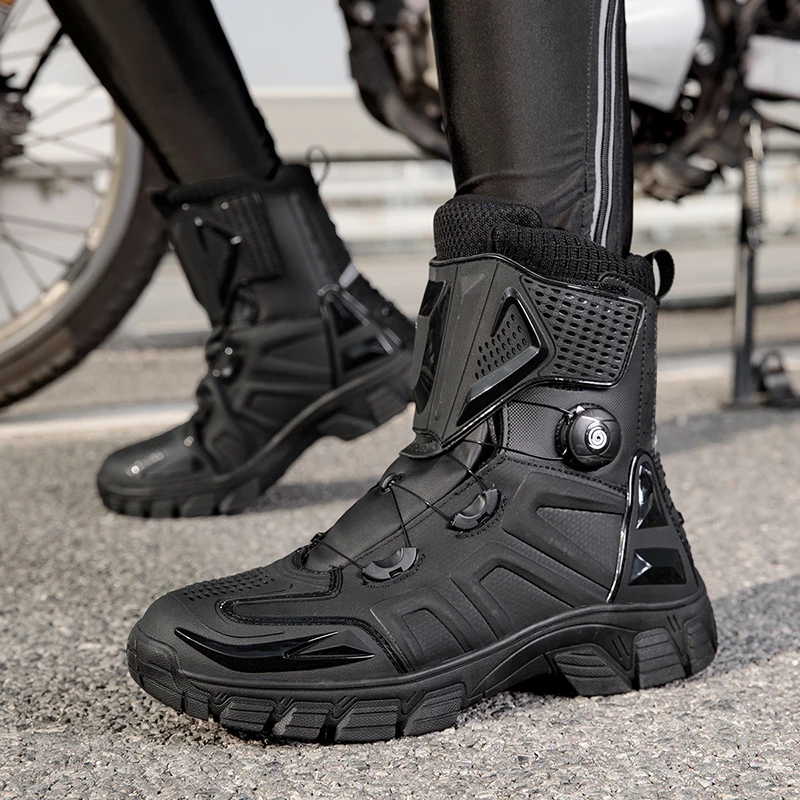 New Men Motorcycle Boots TPU Protective Anti-fall Men's Motocross Shoes Waterproof Motorbike Riding Boot Man Motos Shoes