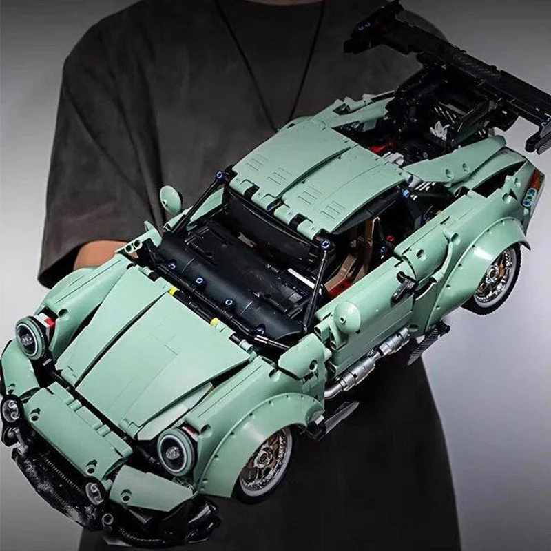 k box 2435pcs Technology Green porsche  964 RWB 911GT3 Wide Body Low Lying Car Model Boys Girls Toys Gift Car Building Blocks