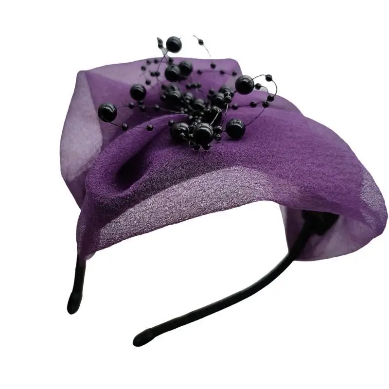 

39BD Sophisticated Fascinator Hats for Women With Beaded Designs Cosplay Headwear for Vintage Banquet and Evening Wear