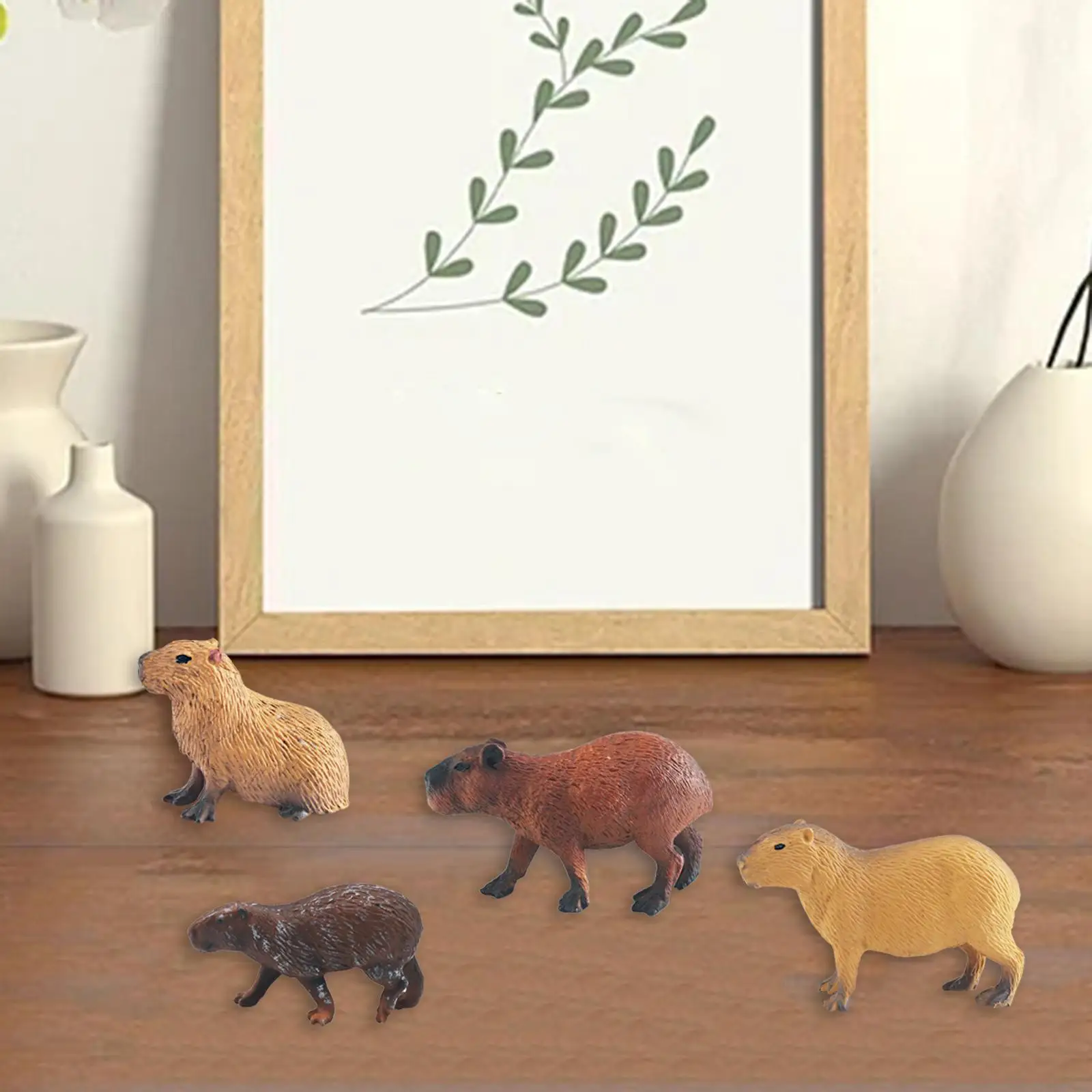4xMini Capybaras Figuur Creatief Capybara Standbeeld voor Jongens Meisjes Verjaardagscadeaus