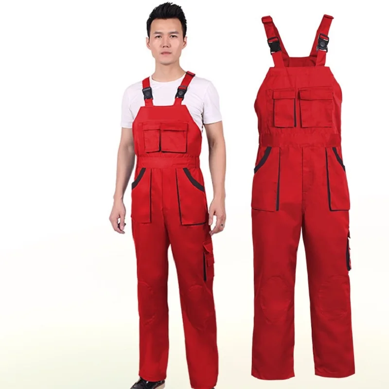 

2023 Bib Overalls Work Wear Strap Pants Multi Fly Pockets Working Mechanic Overalls Repairman Work Uniforms Customize Logo Suit