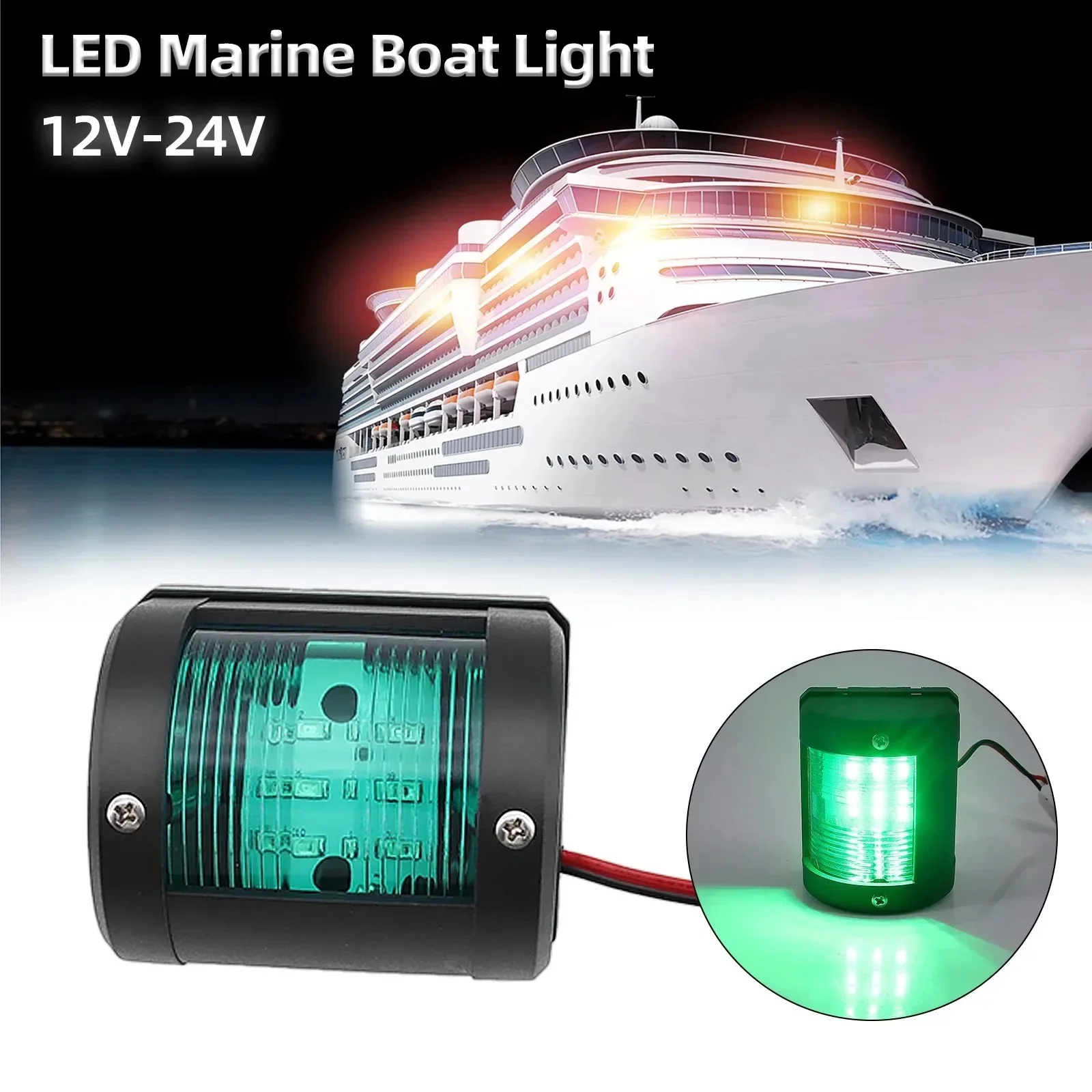 Luz de navegación marina LED verde roja, lámpara de señal de vela de 12V/24V para yates de lancha motora y navegación