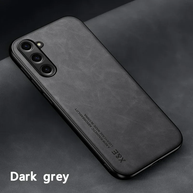 Luxus Ledertasche für Samsung S26 S25 S24 S23 Ultra S25 FE A17 A16 A57 A56 A37 A36 5G Abdeckung mit Metallplatte Unterstützung Auto halten