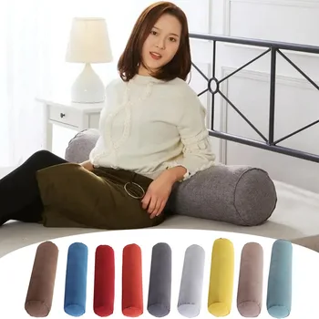 원통형 베개 단색 벨벳 침대 머리 목 및 허리 베개, 소파 쿠션, 미용실 발받침 알모하다 실리카, 1 개