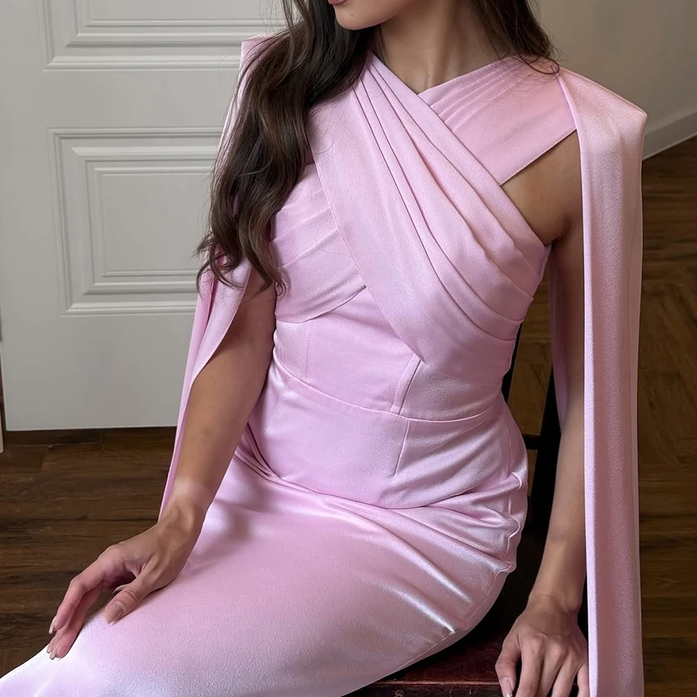 Maßgeschneiderte A-Linie-Abendkleider, bodenlang, V-Ausschnitt, ärmellos, Abendkleid, schlicht, modisch, mit Falten, Stola, drapiert, lässiges Partykleid