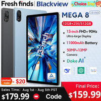 【World premiere】Blackview MEGA 8 Tablet 13 inch FHD+ 90Hz Display 11000mAh  AI Android 15 50Mp Camera 4 BOX Speakers 4G Pad PC