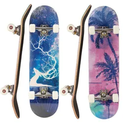 2023 New Skateboard Maple Double Rocker Board Four Wheel Skate Teenager Adult Street Brushing Beginner Scooter Board Longboard