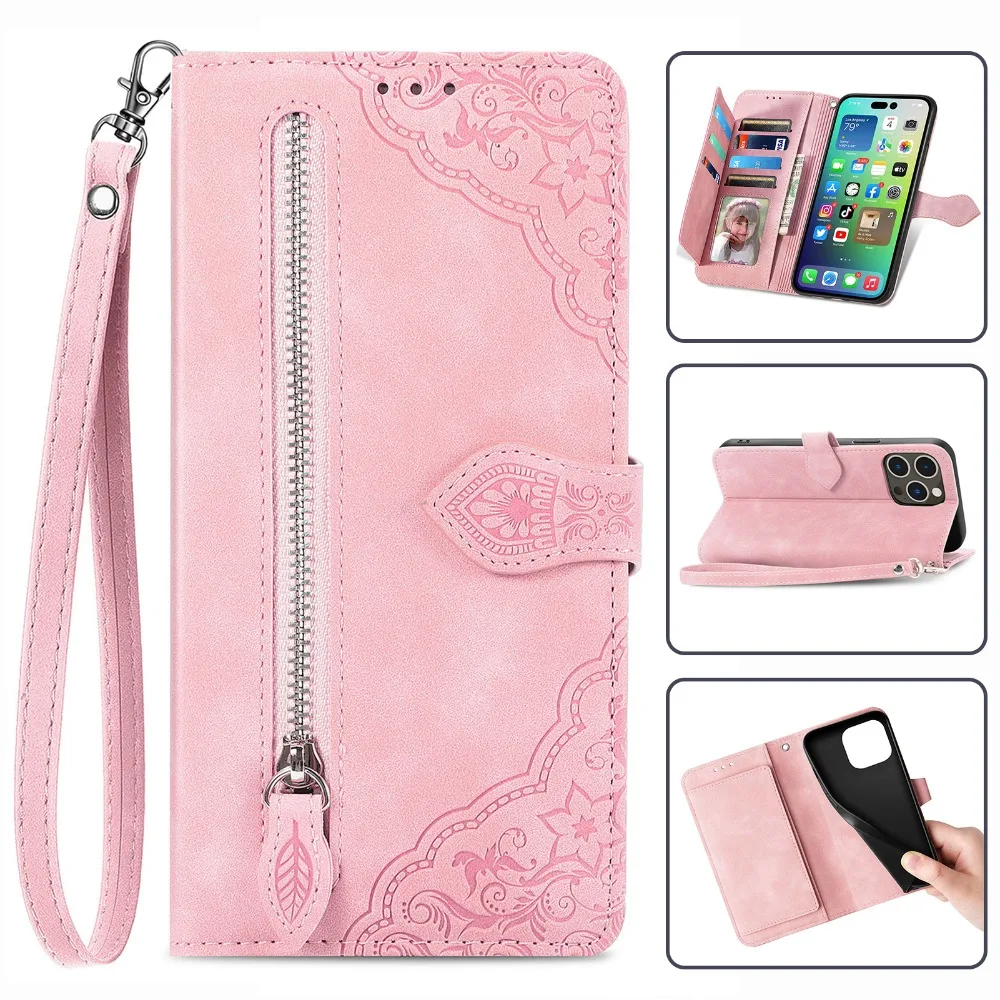 

Чехол-книжка с цветочным узором для iPhone 17, 16, Pro Max 15, 14, 13, 12, 11 XS MAX XR X, чехол-бумажник из искусственной кожи с принтом