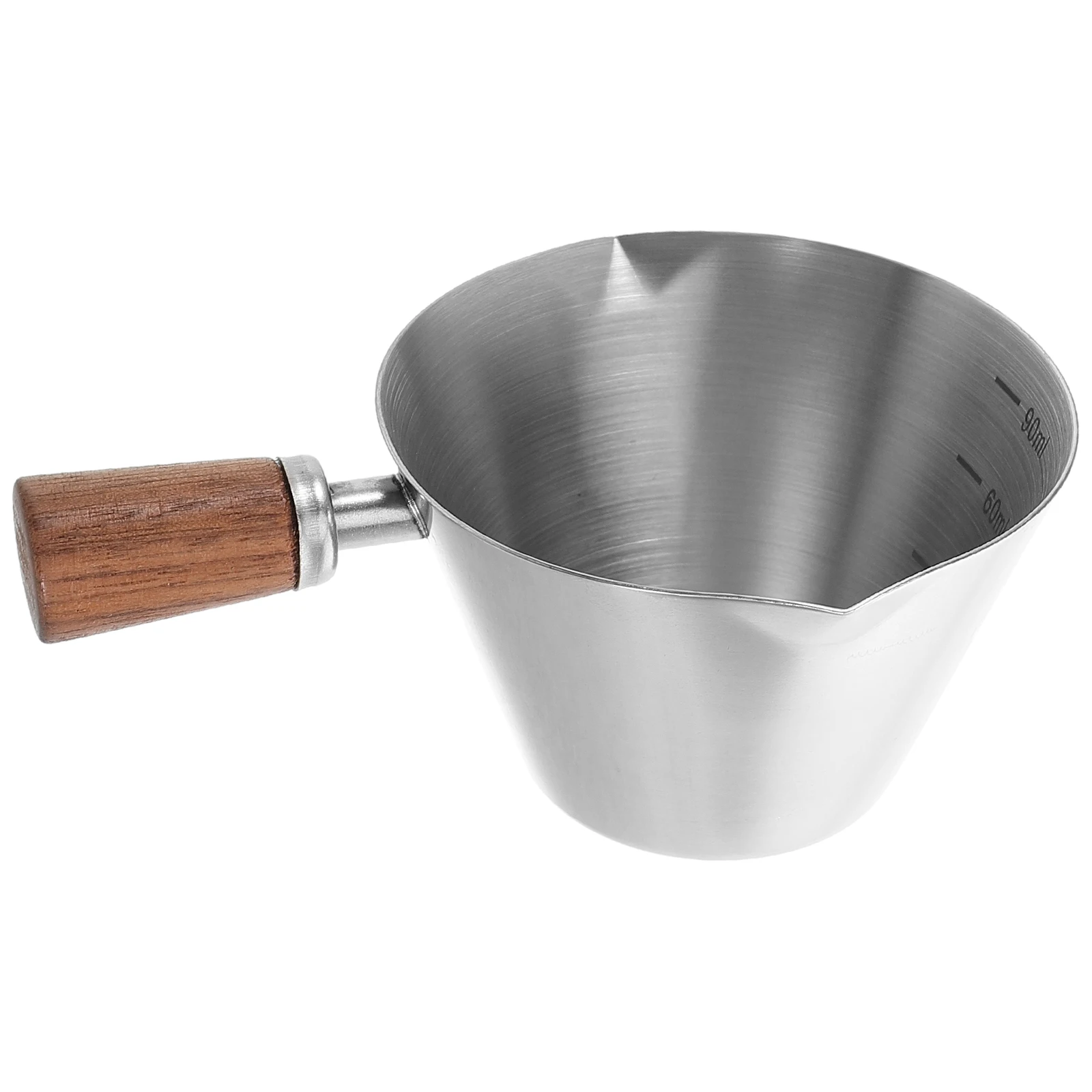 

Walnut Handle Coffee Cup Stainless Steel 304 Pitcher Espresso Accessories Frothing Measuring Ounce Spout Design Multifunctional