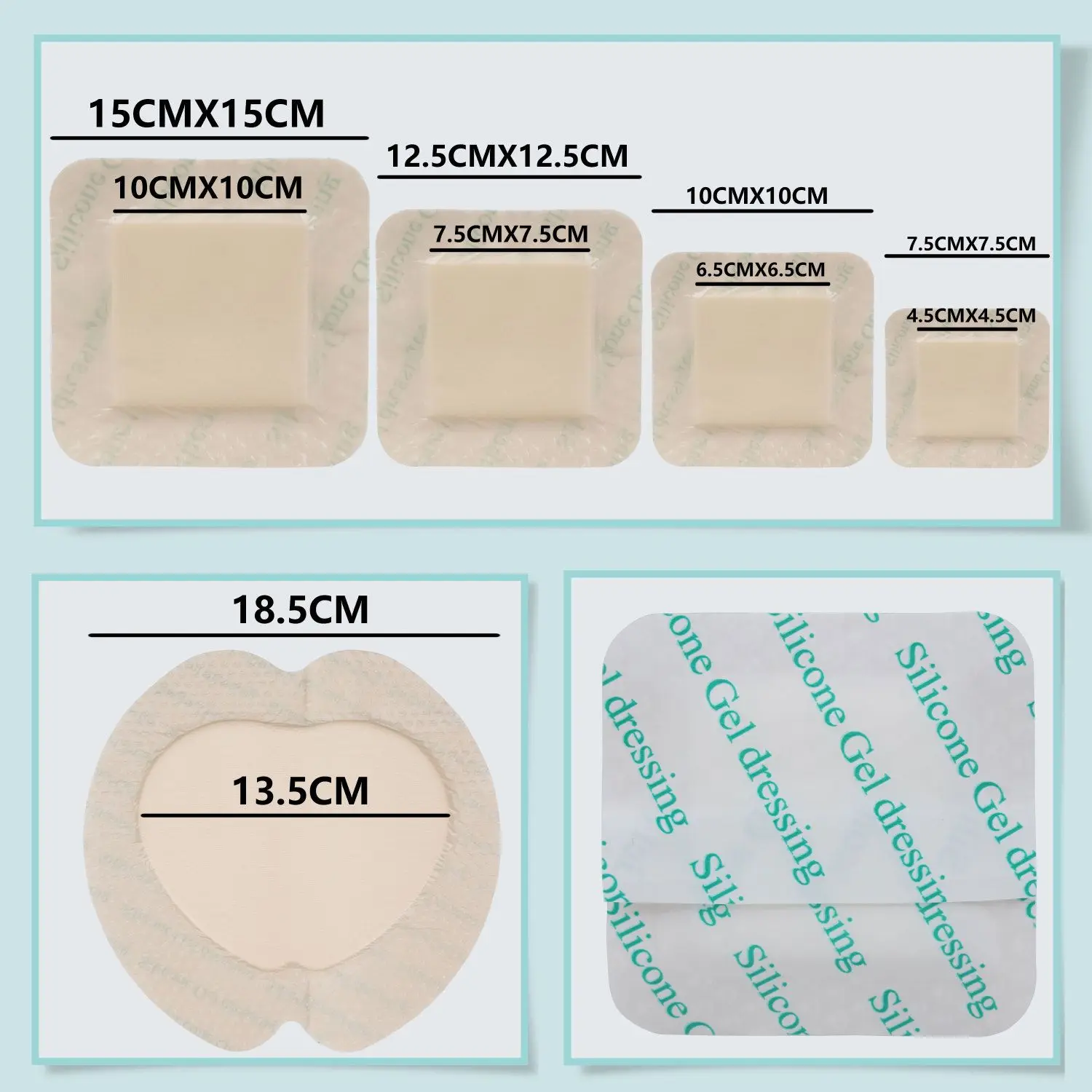 10 Pack 18*18cm SILICONE FOAM DRESSING| Waterproof Bandages, Dressings & Patches for Sports, Outdoor, Family & First Aid