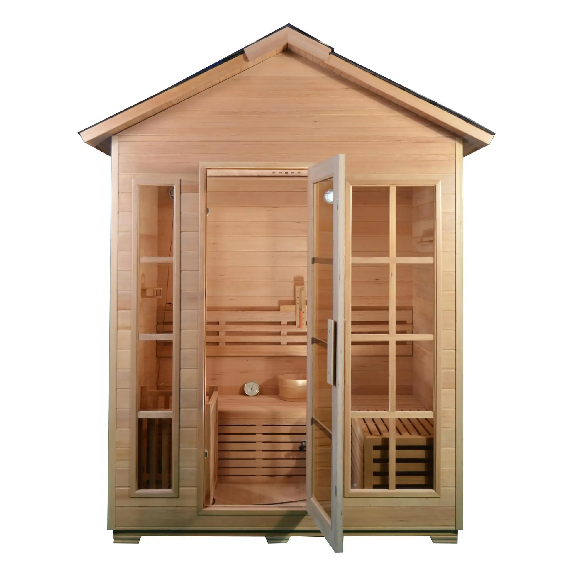 2022 Hot Sale Outdoor Sauna Room Hemlock Sequoia Steam  6 People Outdoor Wooden  Wholesale