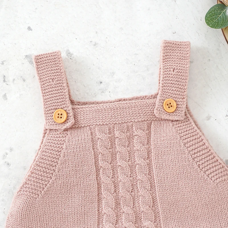 Newborn Baby Romper Knitted Sleeveless Infant Girls Boys Suspenders Solid 0-18M Toddler Kid Clothing One Piece Overalls Playsuit