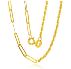 18k gold chain necklaces rolling chain au750 jewelry fine gold AB necklaces