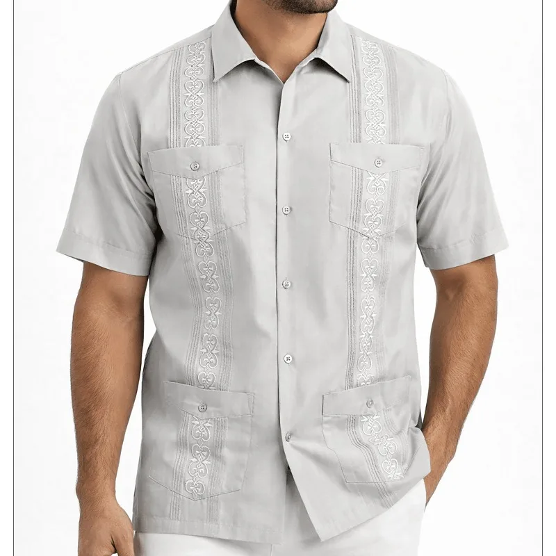 

2026 QualityVictory Men's Short Sleeve Button Up Guayabera Shirt