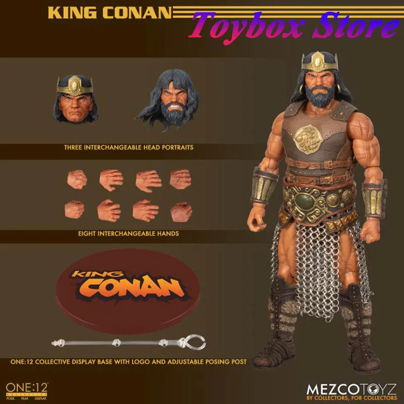 Mezco 1/12 Collectible Brave Guy King Conan Movable Male Action Figure Sword Shield Mini Model Accessory 6