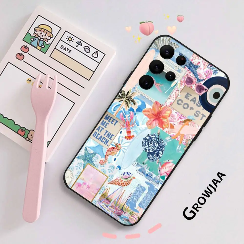 Ins تحت الماء المحيط التوضيح قضية الهاتف لسامسونج غالاكسي S24 الترا S22 S23 الترا S21 S20 5G سيليكون بولي TPU لينة Funda