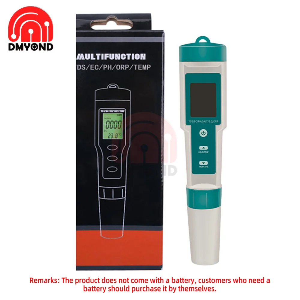 Digital 7 in 1 Water Quality Tester Water Quality Measurement Tool Test Pen PH/TDS/EC/Salinity/ORP/S.G/Temperature Measuring