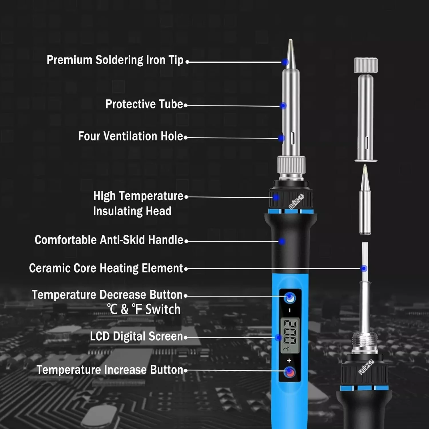 Electric Soldering Iron 80W Welding Gun Tool Kit Heat Pencil Repair Tools Adjustable Temperature Replaceable Soldering Iron Head