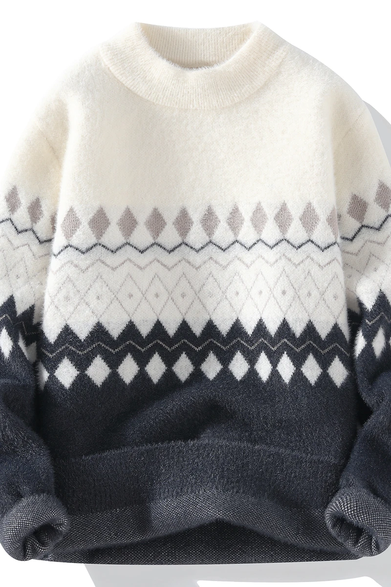 Pull de haute qualité tendance de la mode pour hommes, automne, hiver, nouveau style décontracté confortable pulls chauds hommes diamant motif