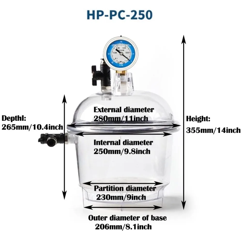 Vacuum Desiccators, Small Lab Desiccator, Double Valves Glassware Lab Desiccator Dryer Vacuum Desiccator Jar, 150mm/250mm