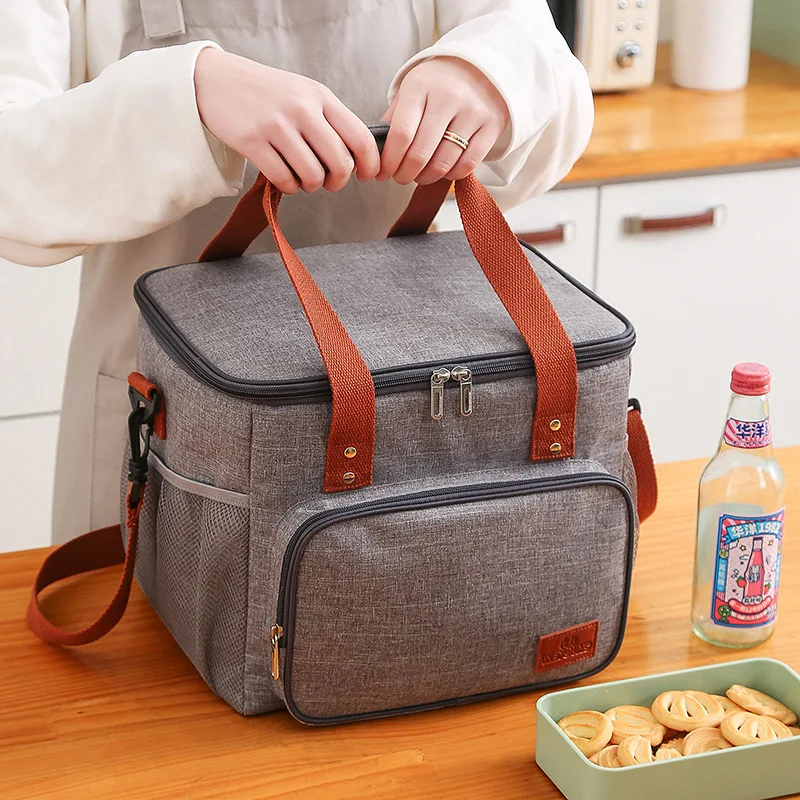 16L Insulated Lunch Bag For Women Large Capacity Thermal Picnic Box Zipper Food Meal Cooler Pack with Adjustable Shoulder Strap