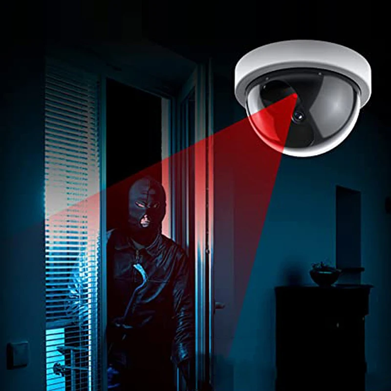 새로운 무선 더미 가짜 보안 카메라 가짜 CCTV 보안 카메라 홈 돔 깜박이는 빨간색 LED 조명으로 방수 가짜 모니터