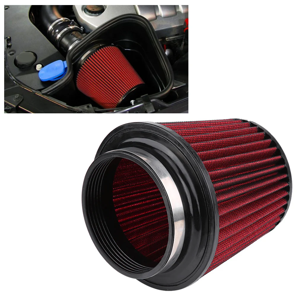 Universal Car Modification High Flow Inlet Air Intake Round Cone Air Filter Cleaner 100mm