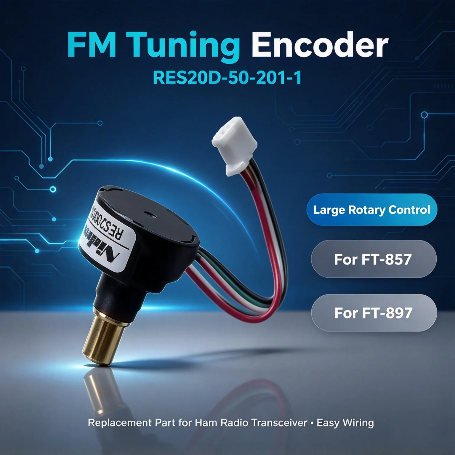 FM Tuning Encoder Large Rotary Replacement for FT 857 FT 897 Ham Radio Transceiver RES20D 50 201 1 Repair Part Amateur Radio