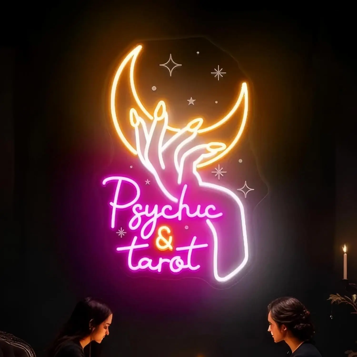 

Psychic Moon Tarot Neon Sign LED USB Neon Light Heart Neon Sign for Bedroom Game Room Party Bar Club Bistro Shop Decoration Gift