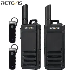 2 Stuks Bluetooth Walkie Talkie Retevis Rb 639P Mini Drinkbare Walkie-Talkie Pmr446 Professionele Portofoons Met Draadloze Headset