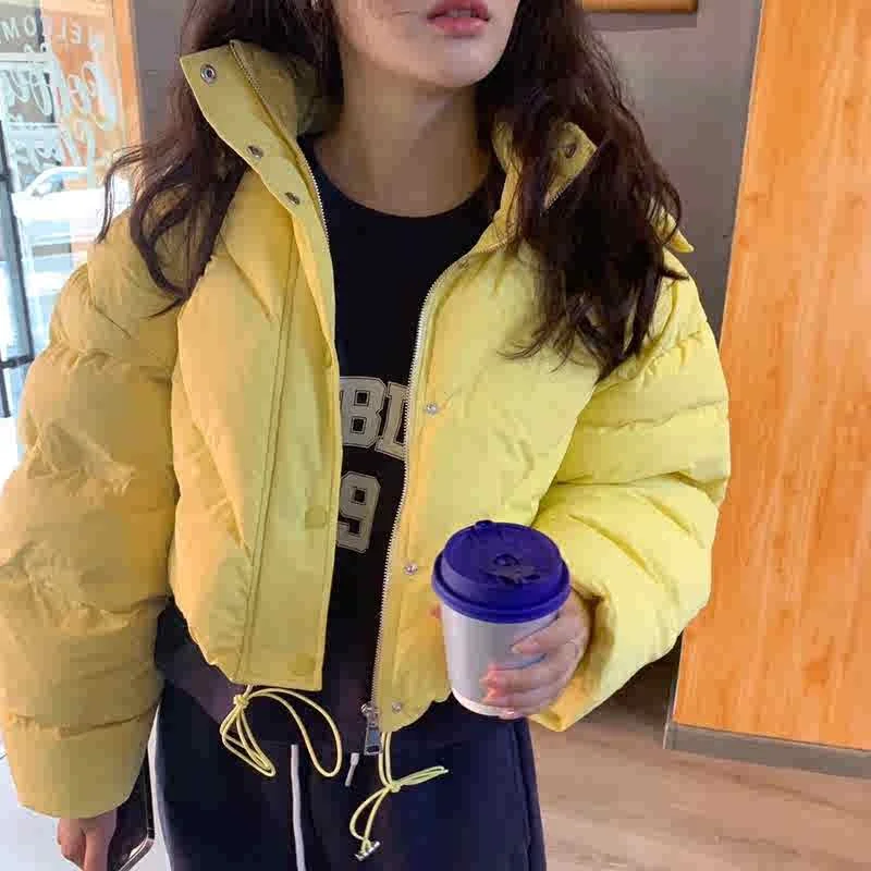 Fashion Winter Warm Thicken Cotton Jacket Women Loose Stand Collar Long Sleeve Hooded Outerwears 2025 Lady Casual Coats