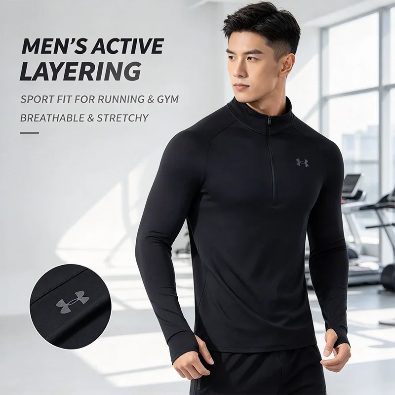 Under Armour UA Tech 2.0 1/2 Zip 1328495-001 Men's Quick-Dry Shirt Summer Training Golf Sportswear Half-Zipper Free returns