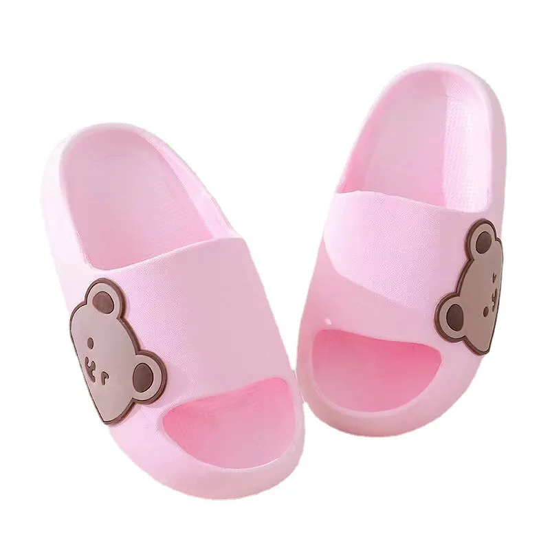 Cartoon Bear Children\'s Beach Slippers For Boys Girls Home Shoes Summer Thick Sole Flip Flops EVA Soft Outdoor Slippers Child