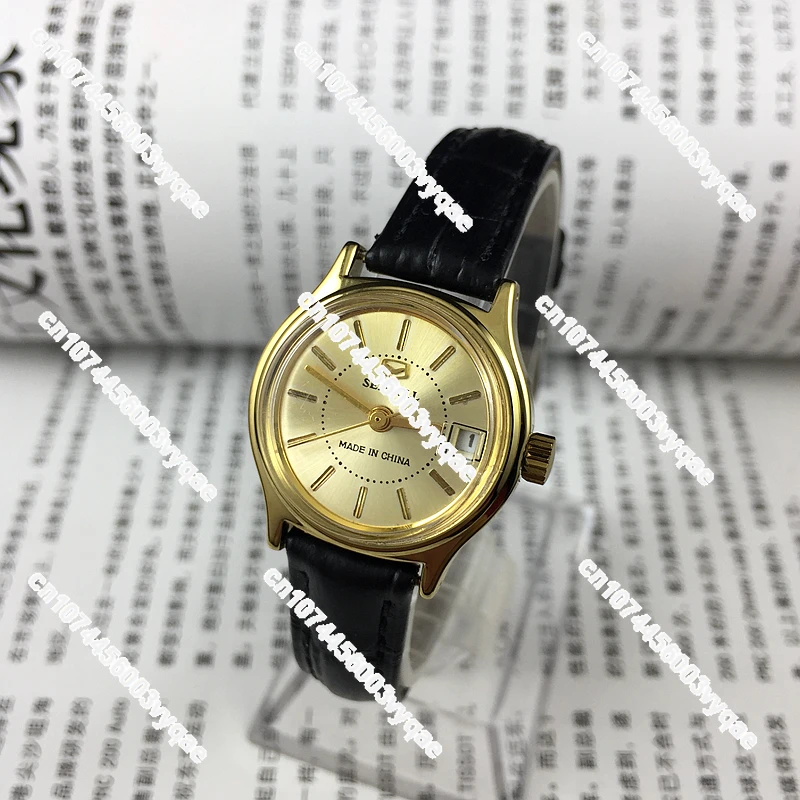 Original stock, yellow shell, yellow noodle nails, single calendar, manual mechanical women's watch, diameter 26mm