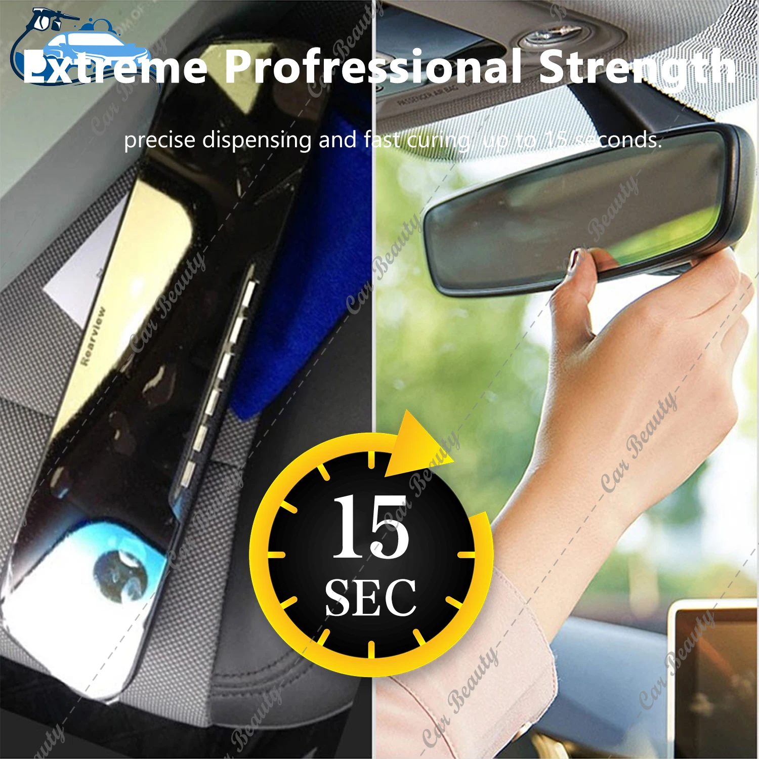 Rear view Mirror Professional Strength Rearview Adhesive Kit High-Bond for Glass & Metal Quick Curing Glue 0.014FL OZ 0.4ML