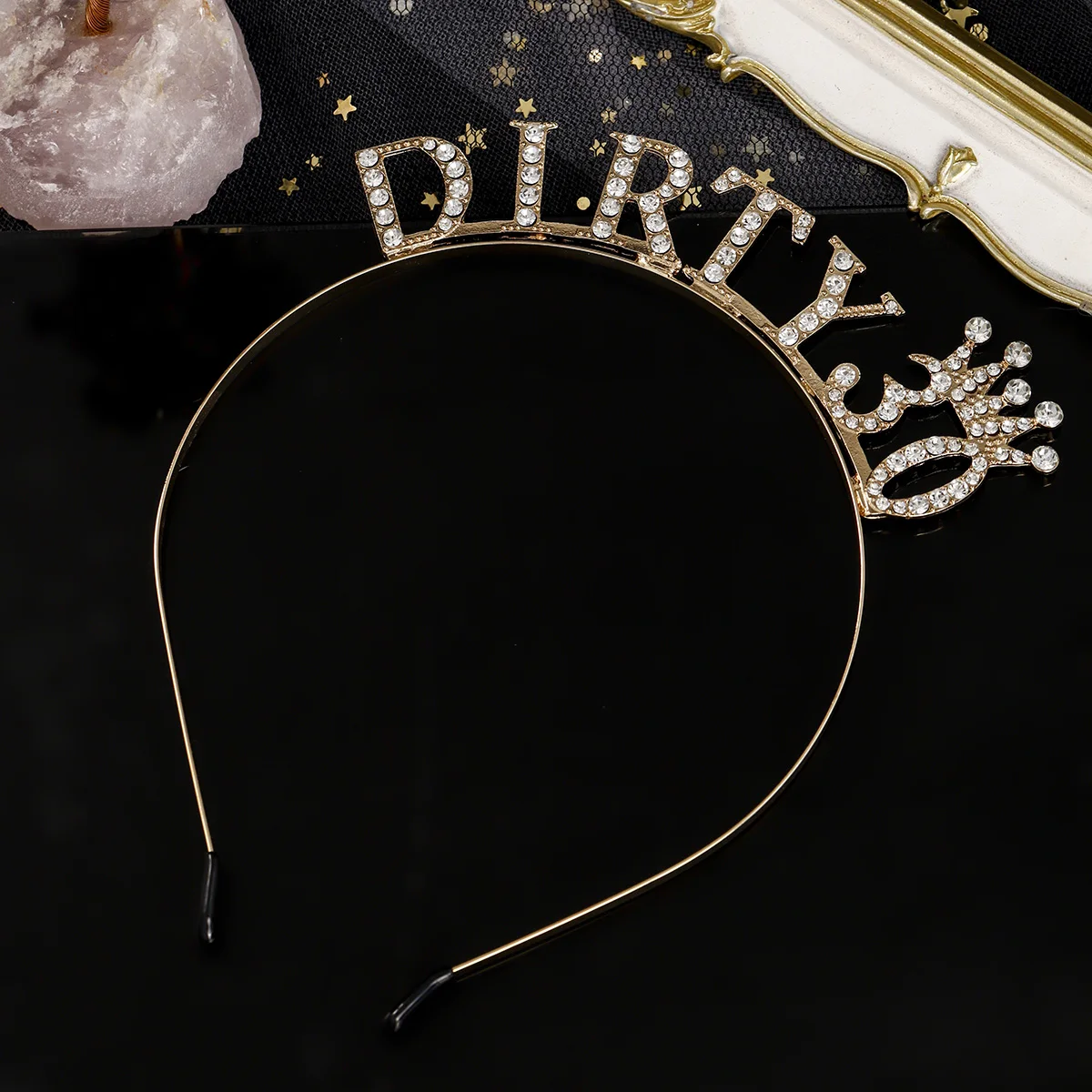 Glänzendes Strass-Stirnband mit englischen Buchstaben „Alles Gute zum Geburtstag“ für Frauen, Zinklegierungsmaterial, Party-Schmuck, beliebtes Haar-Accessoire – Detail 19