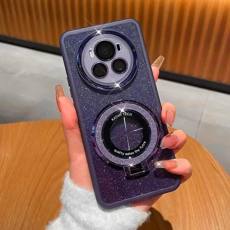

Phone case For OPPO Realme 14 Pro Plus Soft Glitter With Ring Stand Lens Protective Back Cover Case For Realme 14Pro Plus
