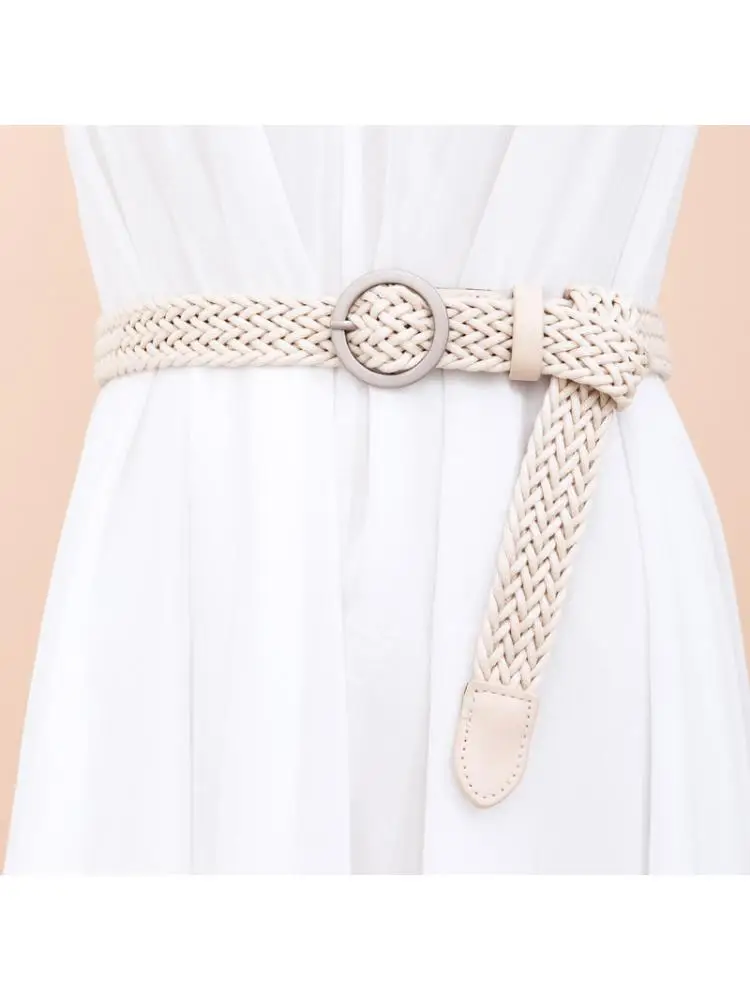 100CM  Fashion Woven Belt Male Female Students Knot Decorative Skirt Denim Shorts Sweater Shirt Ins Style Versatile Free Cheap