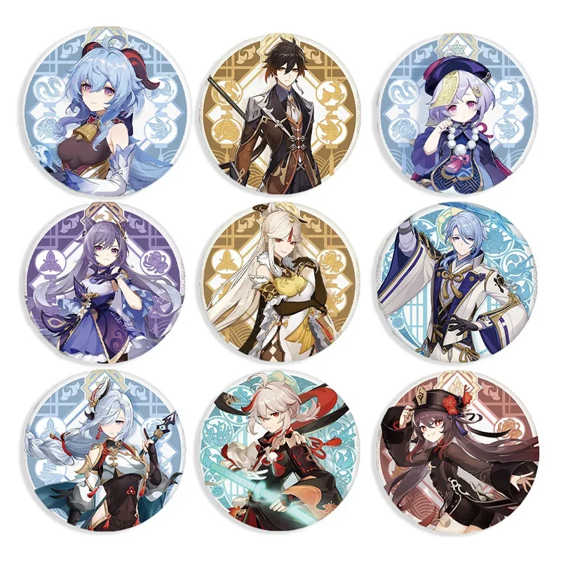 Games Genshin Impact Badge Kazuha Yae Miko Venti Hu Tao Xiao Cosplay Cute Flower Brooch Pin Cosplay Accessories Backpack Gifts